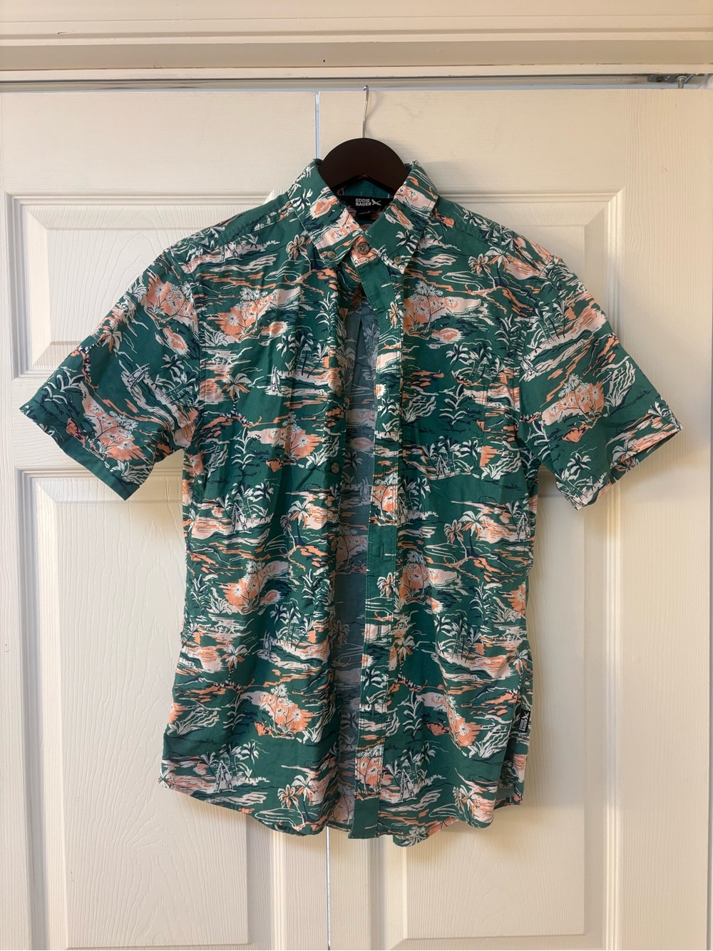 Short Sleeve Green Tropical Print Shirt